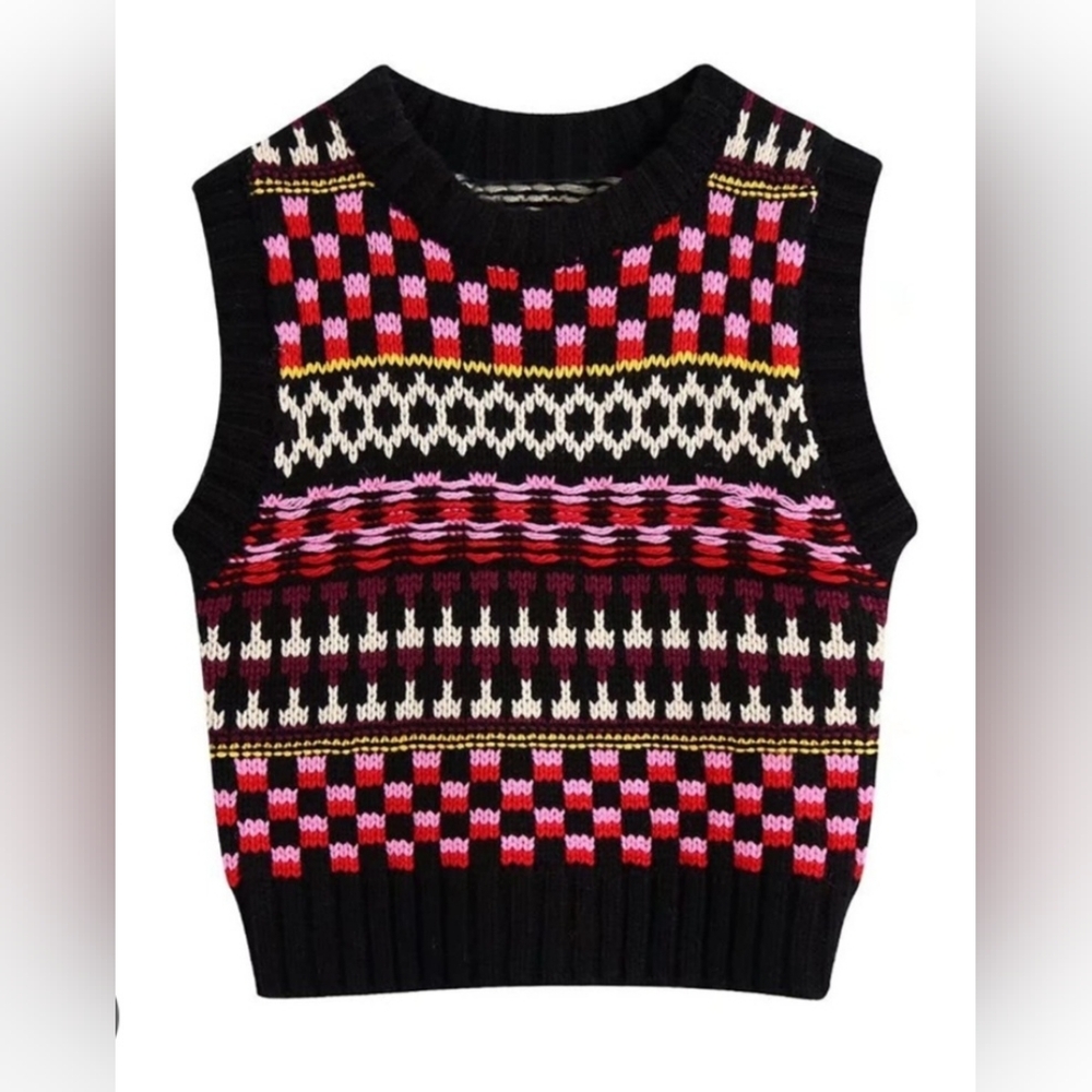NWOT Zara Women's Multicolor Chunky Knit Vest, Size S